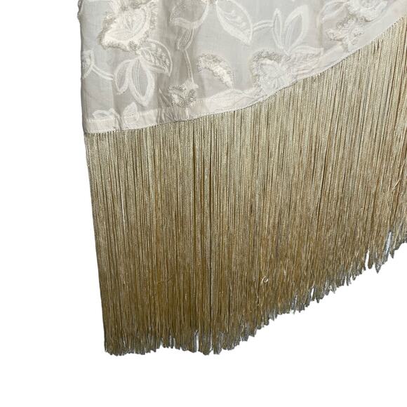 Just Bee Queen Vera Floral Applique Fringe Sarong Cover-up small cream - Picture 11 of 11